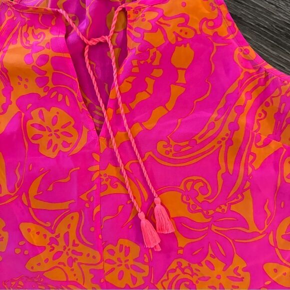 Lilly Pulitzer Finn Silk Halter Tank Top Seaesta Pink New - Picture 2 of 7